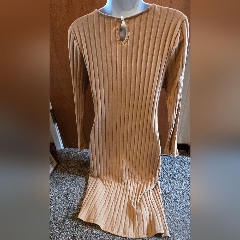 Free People Ribbed Tan Dress SzM - Picture 5 of 7